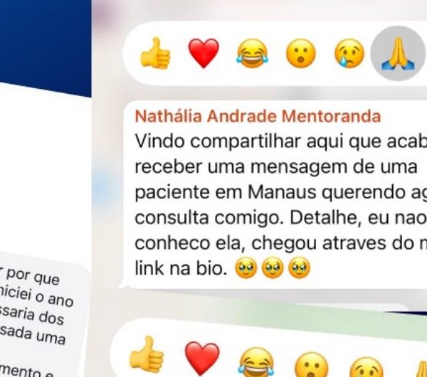 Print de mensagem — Paciente vinda do Instagram