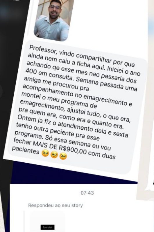 Print de mensagem — Mais de R$ 900 com duas pacientes