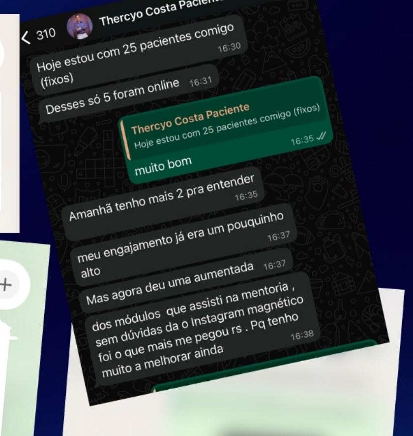 Print de conversa — 25 pacientes fixos no consultório